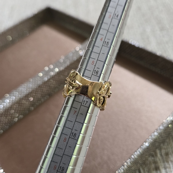 Gold Plated Vine Leaf Gemstone Ring - Picture 12 of 12